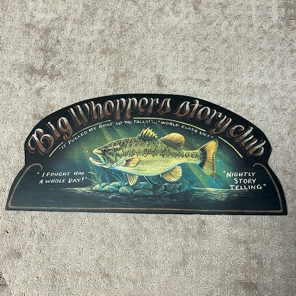 NWOT Big Whoppers Story Club Painted Wood Sign. - Picture 2 of 6